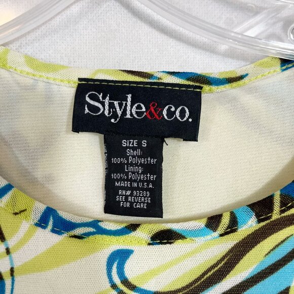 Vintage Y2K Funky Print Mesh Lettuce Hem Short Sleeve Top - Size Small - Picture 4 of 7